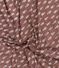 Brown Printed Jaipur Cotton Saree With Floral Motifs-JC1823