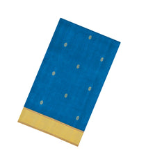 Blue Handloom Silk Cotton Saree With Buttas & Contrast Border-SC4463