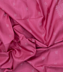 BubbleGum Pink Handloom Soft Silk Saree With Floral Buttas-SO4616