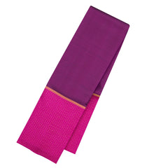 Dark Purple Handloom Kanchipuram Silk Saree With Contrast Magenta Border-KA15772