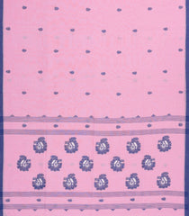 Baby Pink Handloom Bengal Cotton Saree With Floral Buttas-BG1690