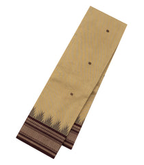 Cream Handloom Kanchi Cotton Saree With Contrast Silk Border-KC1793