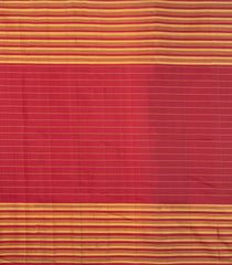 Red Handloom Kanchipuram Silk Saree With Zari Checks-KA15224