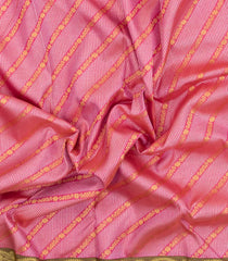 Bubblegum Pink Handloom Korvai Kanchipuram Silk Saree With Floral Motifs-KA15455