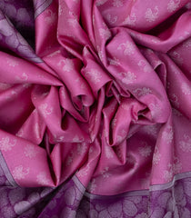 Bubble Gum Pink Handloom Kanchipuram Silk Saree With Butterfly Motifs - KA14646