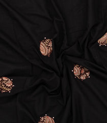 Black Woven Chirala Cotton Saree With Printed Floral  Motifs-CR1372