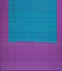 Cyan Handloom Soft Silk Saree With Small Motifs & Purple Border-SO4620