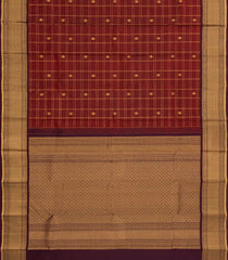 Maroon Handloom Kanchipuram Silk Saree With Zari Checks & Buttas-KA14172