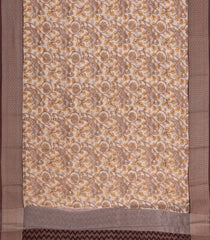 Taupe Printed Chanderi Cotton Saree With Zari Border-CC1549