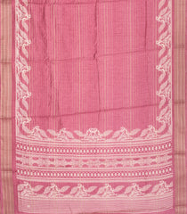 Dusty Pink Woven Synthetic Dola Saree With Stripes & Printed Bird Motifs-BL4499