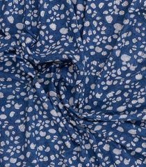 Blue Printed Jaipur Cotton Saree With Floral Motifs-JC1891