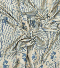 Steel Blue Printed Synthetic Tussar Silk Saree With Contrast Border-SY0146