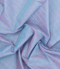 Grey Handloom Silk Cotton Saree With Zari Checks-SC4590
