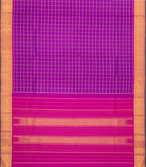 Purple Handloom Kanchipuram Silk Saree With Zari Checks-KA13457