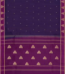 Dark Purple Woven Pure Silk Saree With Buttas & Contrast Border-KA15528
