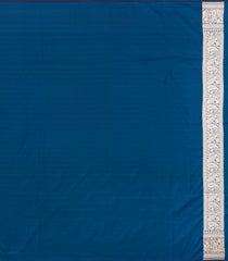 Navy Blue Woven Blended Satin Saree With Floral Zari Motifs-BL6010