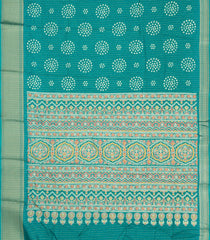 Cyan Printed Synthetic Dola Silk Saree With Motifs & Zari Stripes-SY0450