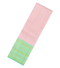 Baby Pink Handloom Korvai Silk Pavadai & Aquamarine Blouse-PM2087