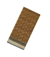 Mustard Printed Chanderi Cotton Saree With Bird Motifs-CC1606