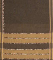 Dark Grey Woven Chirala Cotton Saree With Printed Border & Pallu-CR1362