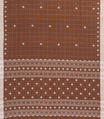 Brown Handloom Bengal Cotton Saree With Checks & Buttas-BG1657