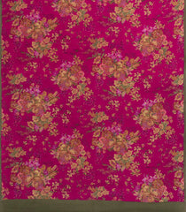 Pink Printed Crepe Silk Saree With Floral Motifs-PS0892