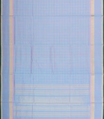 Grey Handloom Silk Cotton Saree With Zari Checks-SC4590