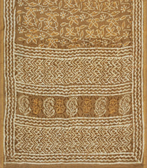 Sandal Handloom Chanderi Cotton Saree With Printed Motifs-CC1366