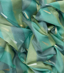 Aquamarine Handloom Banarasi Organza Silk Saree With Ombre & Floral Motifs-BE1492
