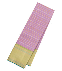 Lavender Handloom Kanchipuram Silk Saree With Floral Stripes-KA13744