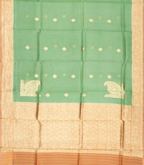 Cardamom Green Handloom Banarasi Organza Silk Saree With Floral Motifs-BE1575