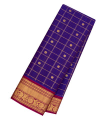 Purple Handloom Gadwal Silk Cotton Saree With Checks & Buttas-GA0363