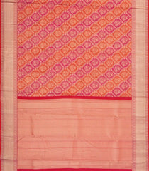 Red Handloom Kanchipuram Silk Saree With Floral Jaal Motifs-KA14906