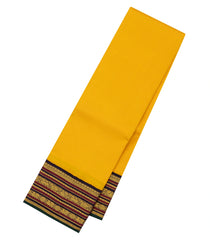 Mustard Handloom Korvai Kanchipuram Silk Saree With Black Border-KA14519