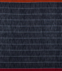 Black Handwoven Bengal Cotton Saree With Checks & Contrast Border-BG1508