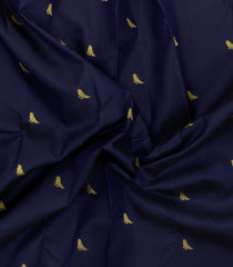Midnight Blue Handloom Korvai Kanchipuram Silk Saree With Parrot Buttas-KA16172