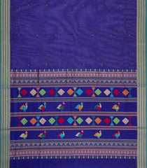 Violet Handloom Silk Cotton Saree With Zari Buttas & Contrast Border-SC4797