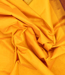 Mustard Handloom 9 Yards Silk Cotton Saree With Contrast Pallu-SC3773
