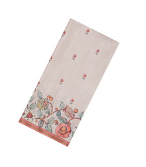 Taupe Printed Synthetic Tussar Silk Saree With Zari Border-SY0060