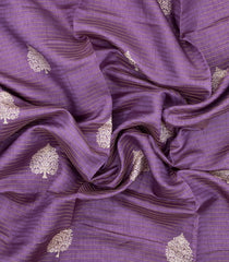 Lavender Printed Synthetic Dola Silk Saree With Zari Stripes & Border-SY0321