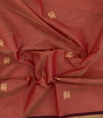 Peach Handloom Silk Cotton Saree With Buttas-SC4409
