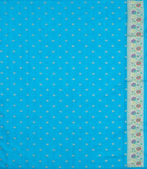 Turquoise Woven Art Dupion Saree With Buttas & Tie and Dye Border-BL5909