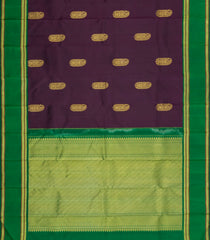 Burgundy Handloom Korvai Kanchipuram Silk Saree With Zari Buttas-KA15367