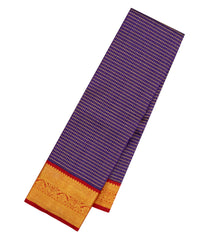 Purple Handloom Korvai Kanchipuram Silk Saree With Zari Checks-KA15322