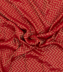 Crimson Woven Mysore Silk Saree With Chevron Stripes-MS3514