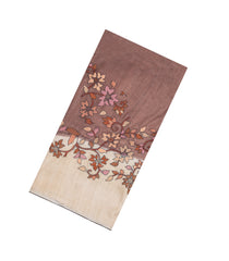 Brown Embroidered Tussar Silk Saree With Rising Border -TU3464