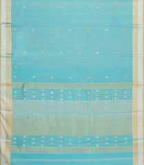 Turquoise Handloom Maheswari Silk Cotton Saree With Buttas-SC4139