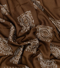 Brown Printed Synthetic Makka Silk Saree With Tribal Motifs-BL5321