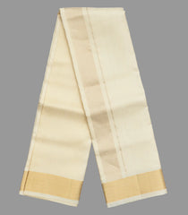 Cream Handloom 8 Yards Silk Dhoti With 4 Yards Angavastram & Shirt Material -CD1519