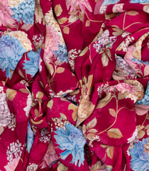 Magenta Woven Crepe Silk Saree With Printed Floral Motifs-PS0528